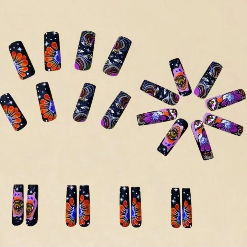 •An Eye for Beauty• XL Coffin Multicolor Coffin Nails